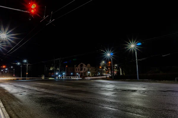 Straatbeeld Van Nachtstad — Stockfoto