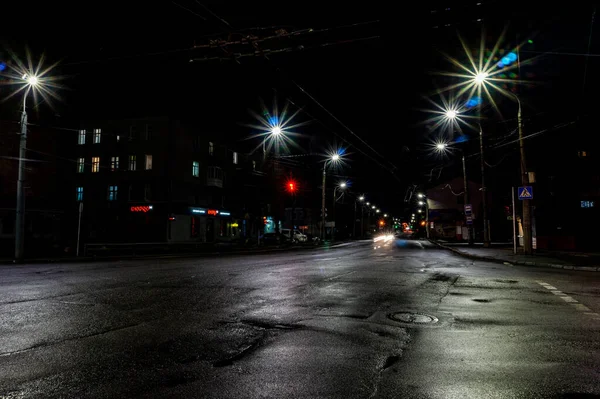 Vista Calle Ciudad Nocturna —  Fotos de Stock