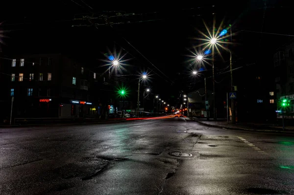 Vista Calle Ciudad Nocturna — Foto de Stock