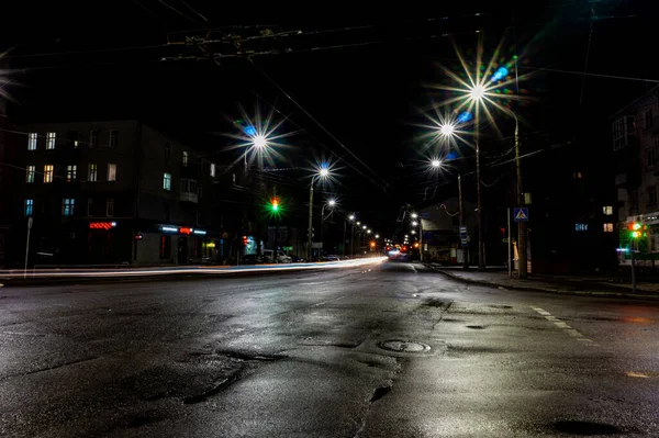 Straßenansicht Der Nächtlichen Stadt — Stockfoto