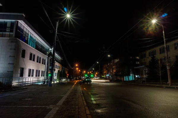 Vista Para Rua Cidade Noturna — Fotografia de Stock