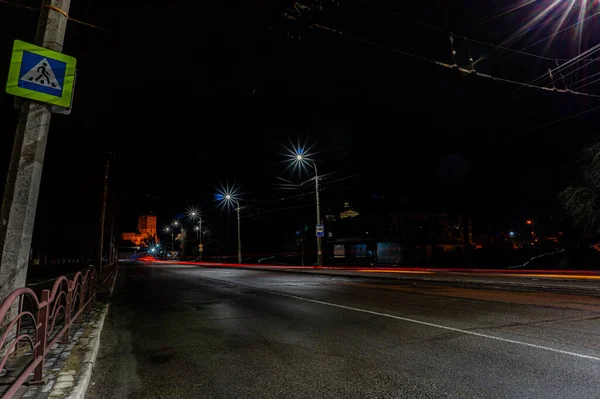 Vista Sulla Strada Della Città Notturna — Foto Stock