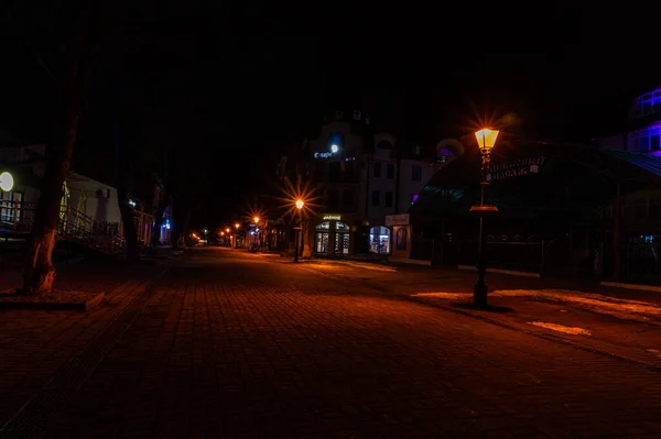 Vista Para Rua Cidade Noturna — Fotografia de Stock