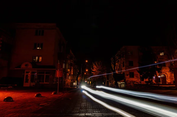 Vista Para Rua Cidade Noturna — Fotografia de Stock