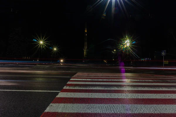 Straatbeeld Van Nachtstad — Stockfoto