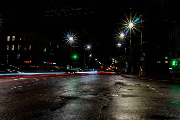 Street View Night City — Stock Photo, Image