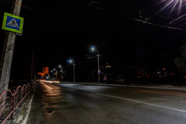Gatan Utsikt Över Natten Staden — Stockfoto