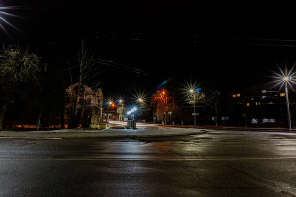 Straatbeeld Van Nachtstad — Stockfoto