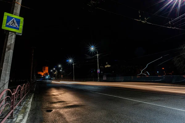 Utcára Néző Éjszakai Város — Stock Fotó