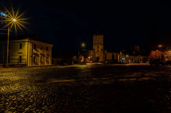 Vista Para Rua Cidade Noturna — Fotografia de Stock