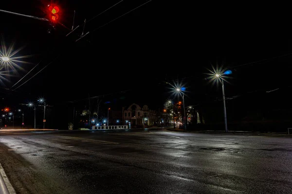 Straatbeeld Van Nachtstad — Stockfoto