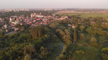 Beautiful Panorama aerial footage of Lutsk Cityscape  