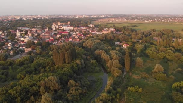 Όμορφο Πανόραμα Εναέρια Πλάνα Του Lutsk Cityscape — Αρχείο Βίντεο