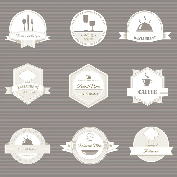 Colección de vintage, retro. etiquetas de café y restaurante, insignias e iconos — Vector de stock