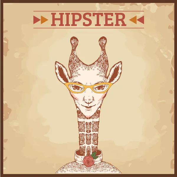 Charcter animale hipster, giraffa — Vettoriale Stock