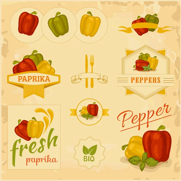 Pimentón, pimienta, verduras , — Vector de stock