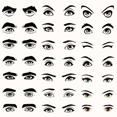 vector eyes and eyebrows silhouette,