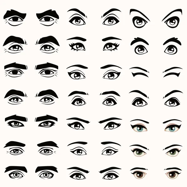 Yeux vectoriels et sourcils silhouette , — Image vectorielle