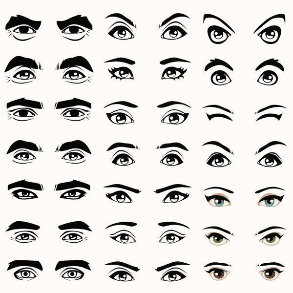 vector eyes and eyebrows silhouette,