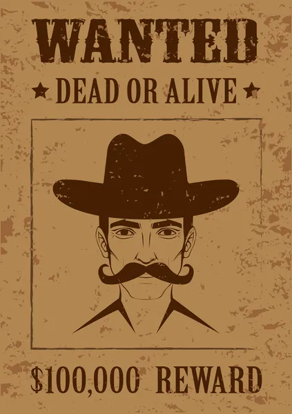 Western vector poster, wanted dead or alive, — Stock Vector