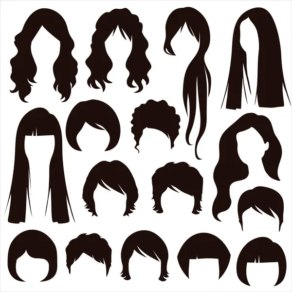 Hair silhouettes, woman hairstyle — Stock Vector