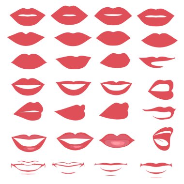 Vector lips and mouth,  silhouette clipart
