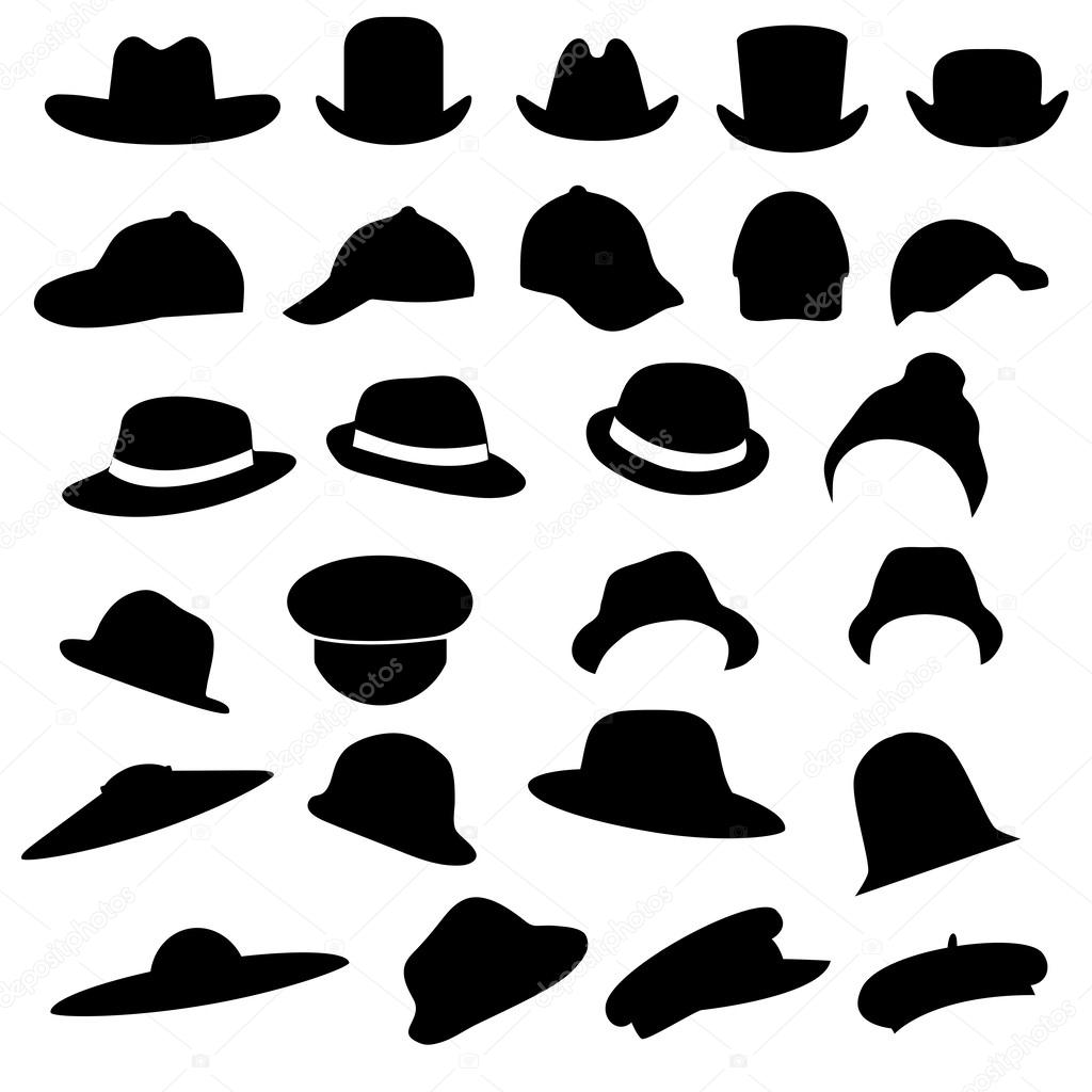 Isolated hats silhouette
