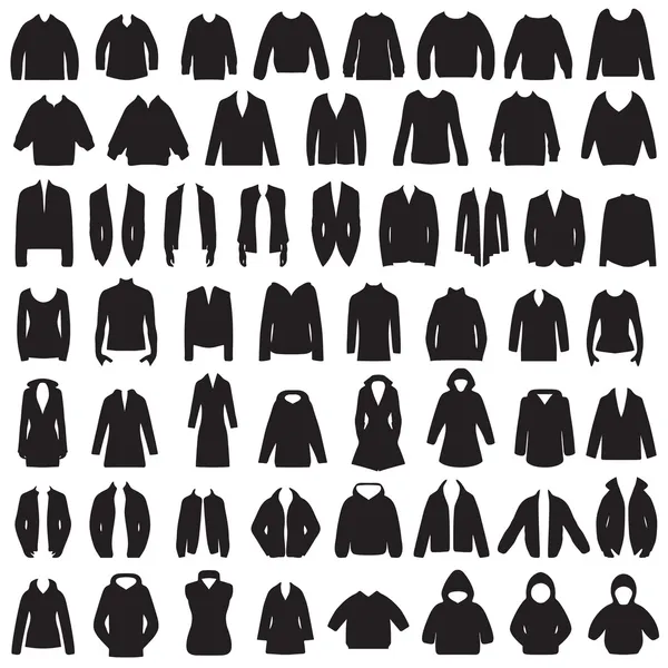 Chaqueta aislada, abrigo, suéter, blusa y traje — Vector de stock