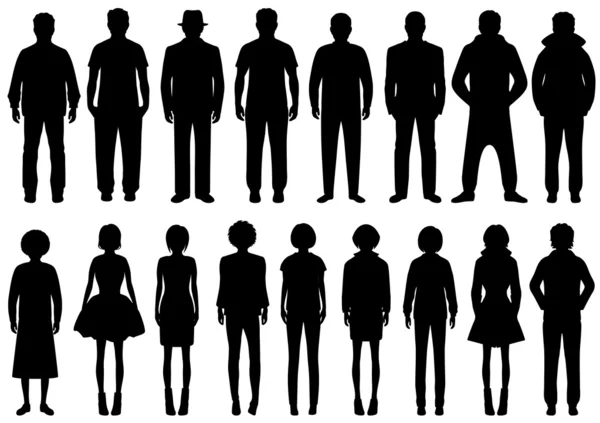 Groupe vectoriel de silhouettes de personnes — Image vectorielle