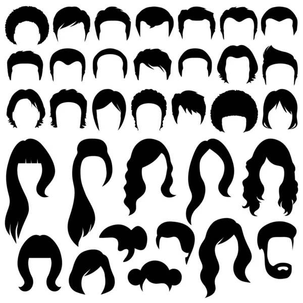 Siluetas para el cabello — Vector de stock