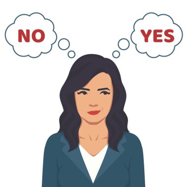 Kadın ve baloncuk işaretli evet ya da hayır