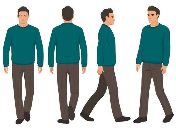 Ilustración vectorial, hombre caminando, hombre de moda aislado — Archivo Imágenes Vectoriales