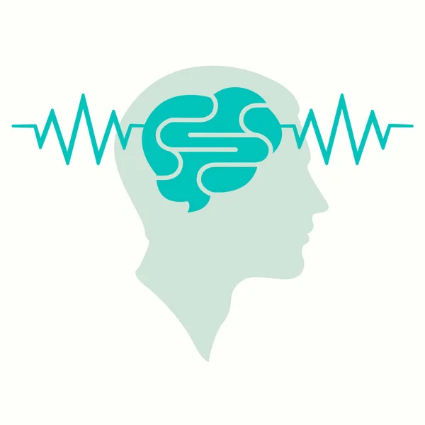 Vector illustration of brain activity. Waves in human head — Stock Vector