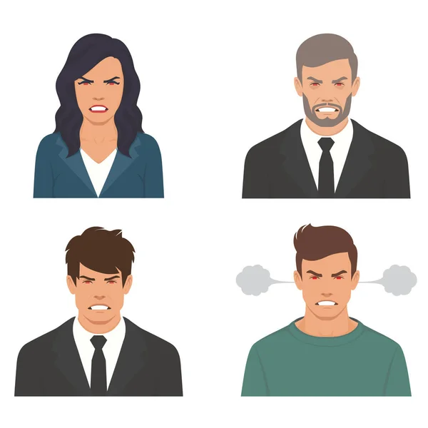 Anger. The evil man and woman expresses his negative emotions. Vector illustration in cartoon style — Stockvektor