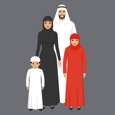Arab family. Father, mother, son, daughter.vector illustration