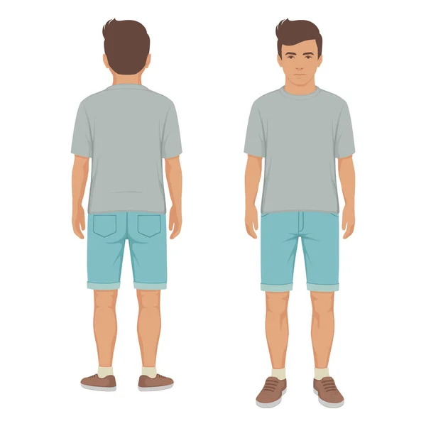 Cartoon boy, front side view, kid vector illustration — Archivo Imágenes Vectoriales