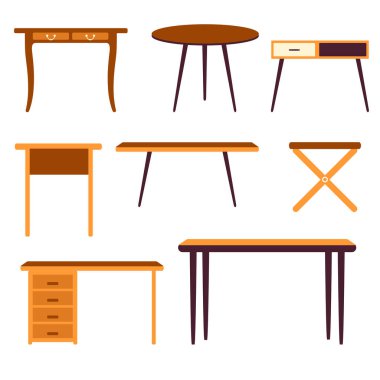 Table Set Vector illustration. Empty isolated Table, vector illustration