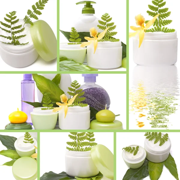 Collage kosmetischer Produkte — Stockfoto