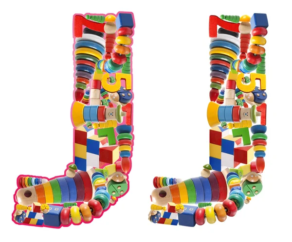 Drewniane zabawki alfabet - litera j — Zdjęcie stockowe