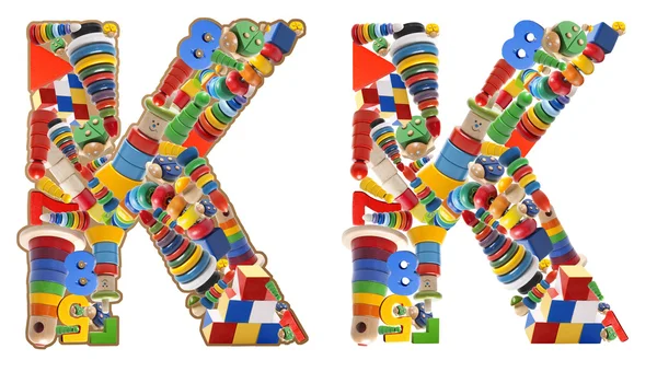 Drewniane zabawki alfabet - litera k — Zdjęcie stockowe