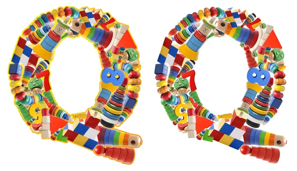 Alfabeto de brinquedos de madeira - letra Q — Fotografia de Stock
