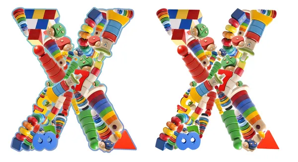 Ahşap oyuncak alfabesi - harf x — Stok fotoğraf