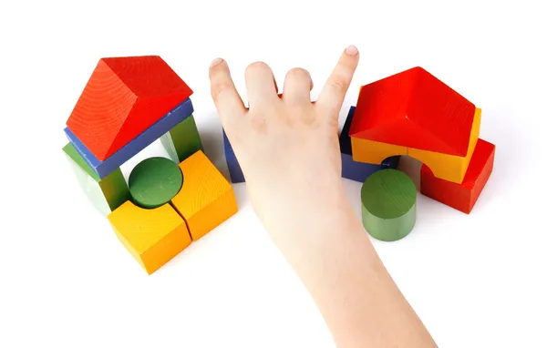 Colored wooden toys — Stock Photo, Image