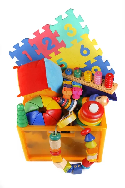 Caixa com muitos brinquedos — Fotografia de Stock