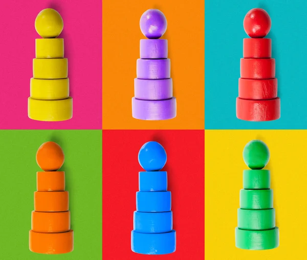 Colorful wooden pyramidions toy — Stock Photo, Image