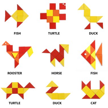 geometrik figürler hayvanların kümesi