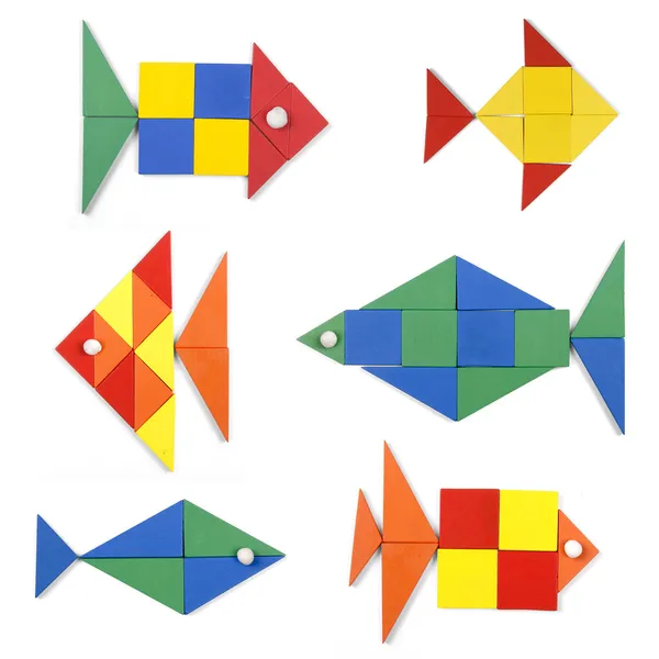 O conjunto de peixes de figuras geométricas — Fotografia de Stock