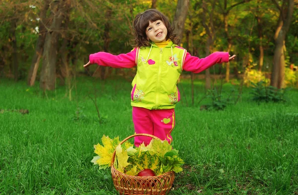 Little girl in autumn park — Stock Photo, Image