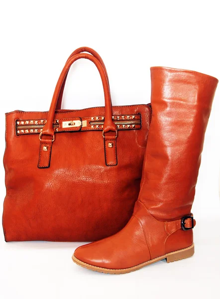 Boots and leather bag — Stock Photo, Image