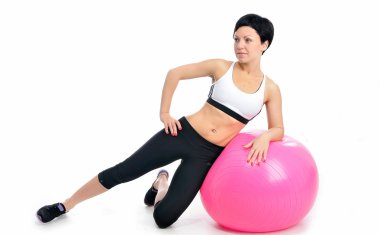 genç kadın fitness ball